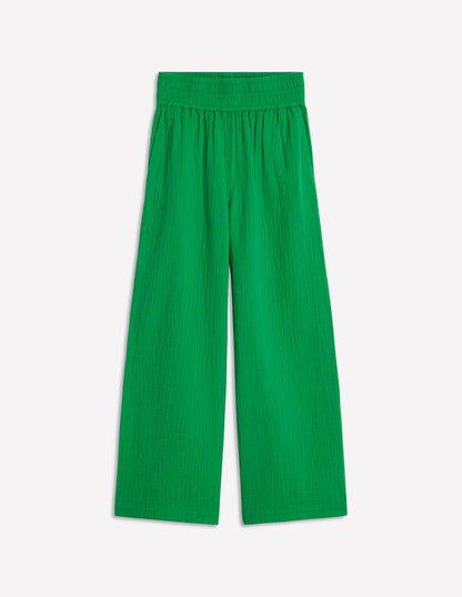 Cropped Double Cloth Trousers-Sapling Green