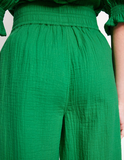 Cropped Double Cloth Trousers-Sapling Green