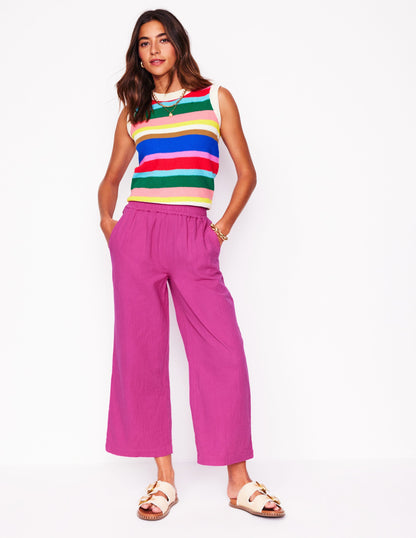 Cropped Double Cloth Trousers-Cosmos Pink