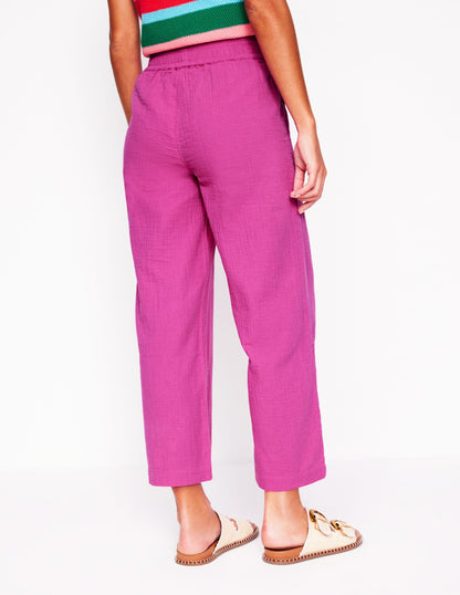 Cropped Double Cloth Trousers-Cosmos Pink