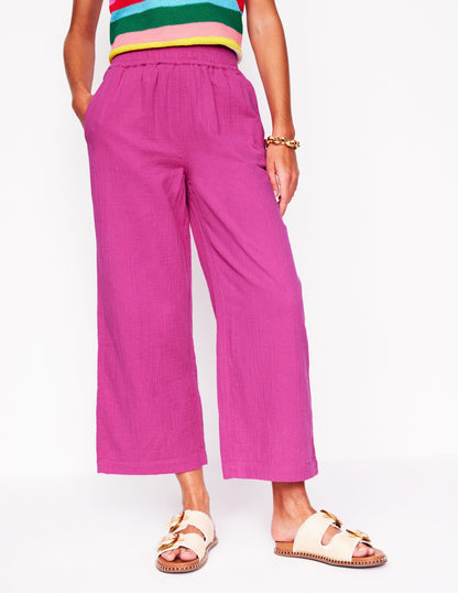 Cropped Double Cloth Trousers-Cosmos Pink