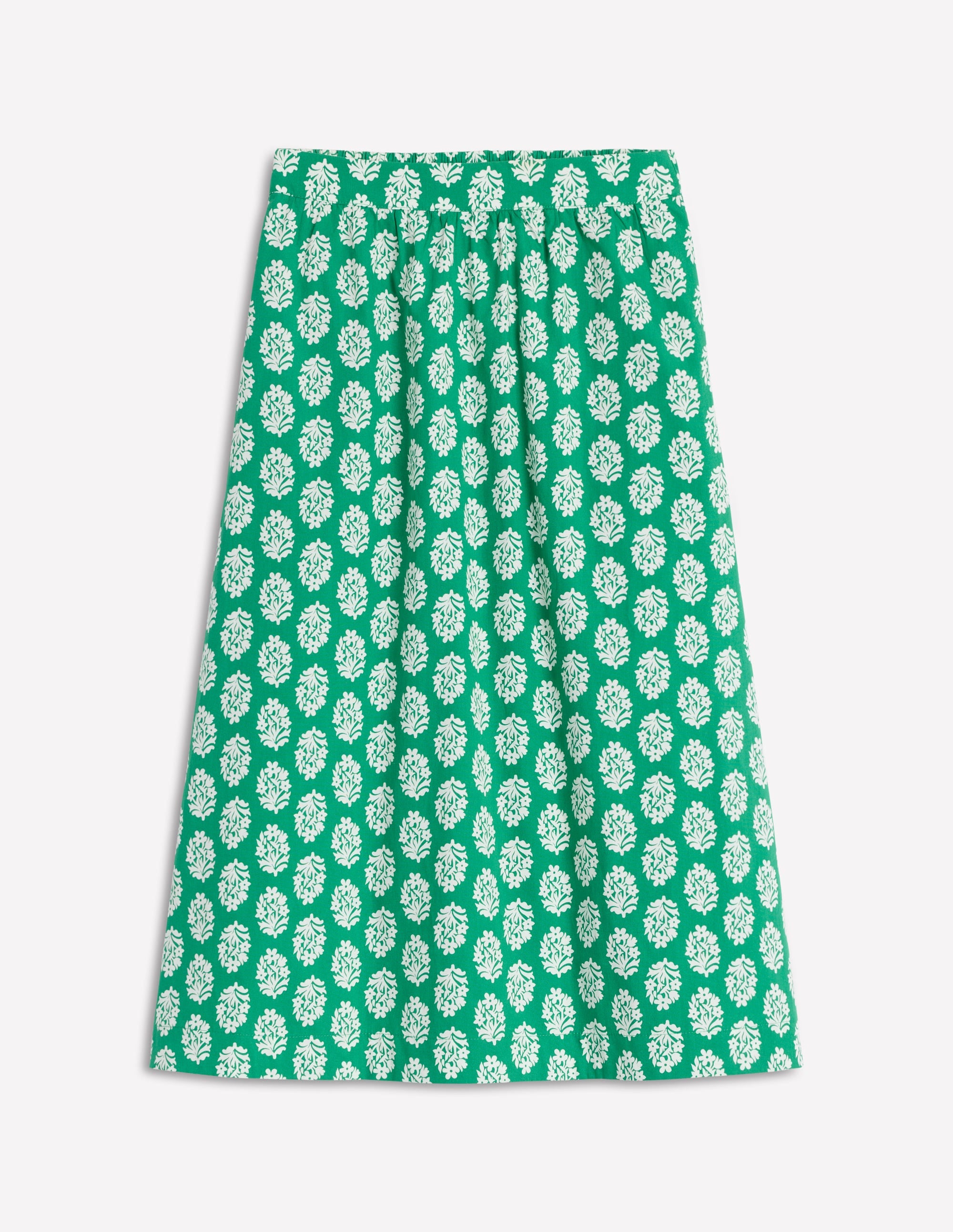 Jupe midi Hattie en popeline-Émeraude profond, motif Posy Stamp - Image 5