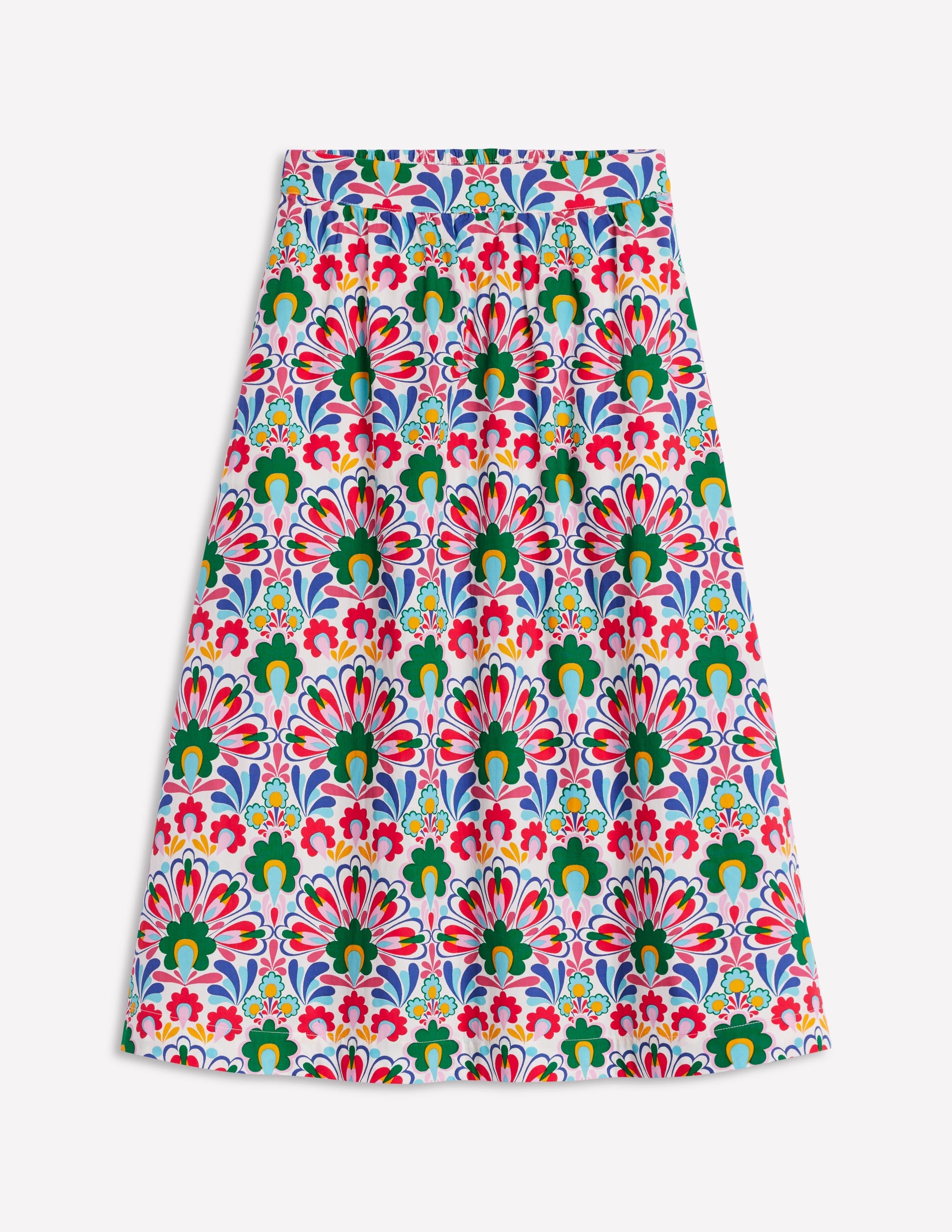 Jupe midi Hattie en popeline-Multi, motif Decorative Dandelion - Image 5