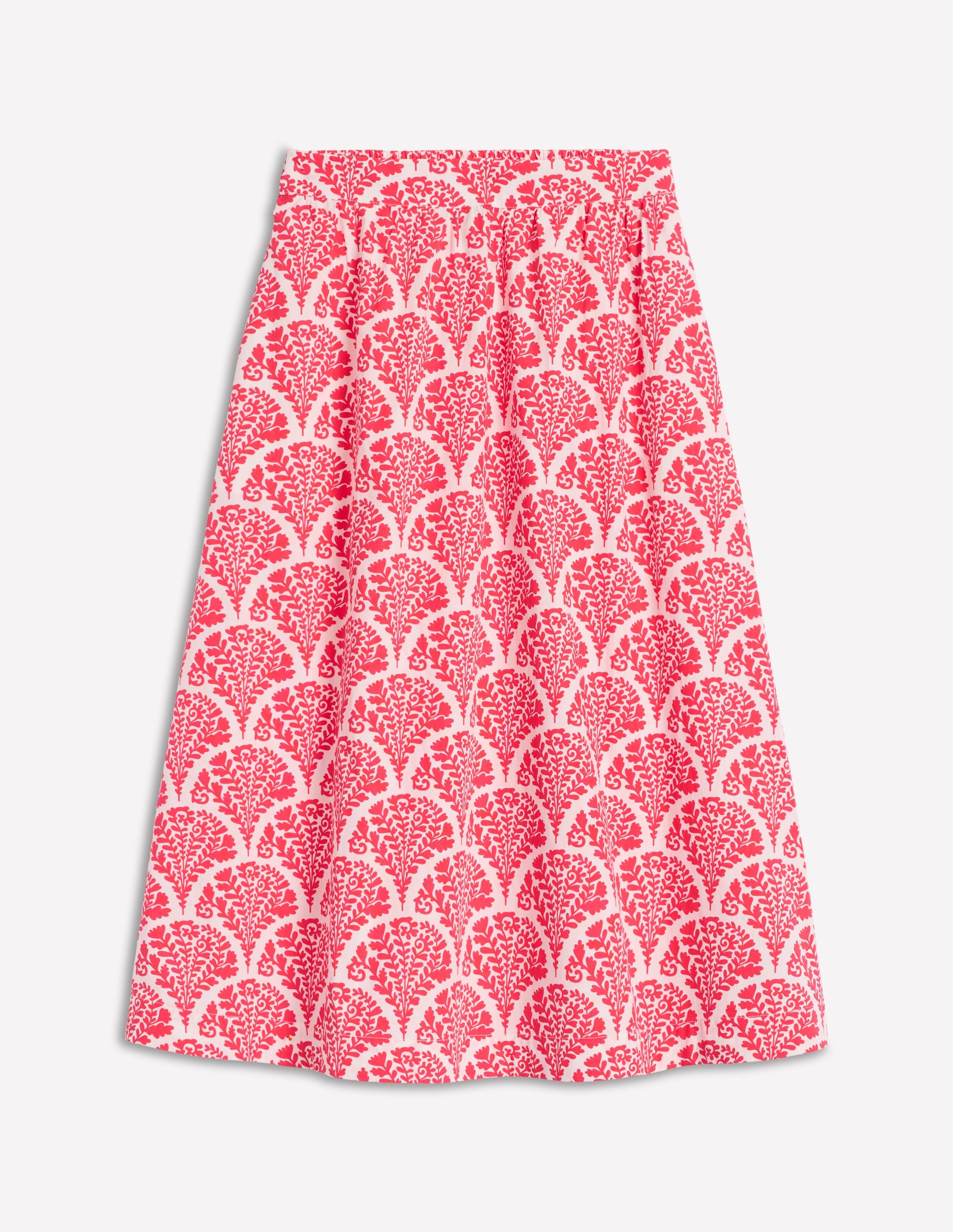 Jupe midi Hattie en popeline-Rouge confiture, motif Blossomy - Image 5