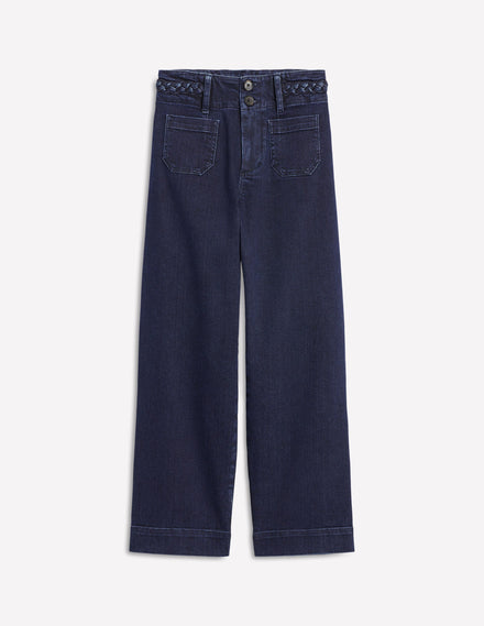 Primel Jeans mit aufgesetzter Tasche-Indigoblau Flechtoptik