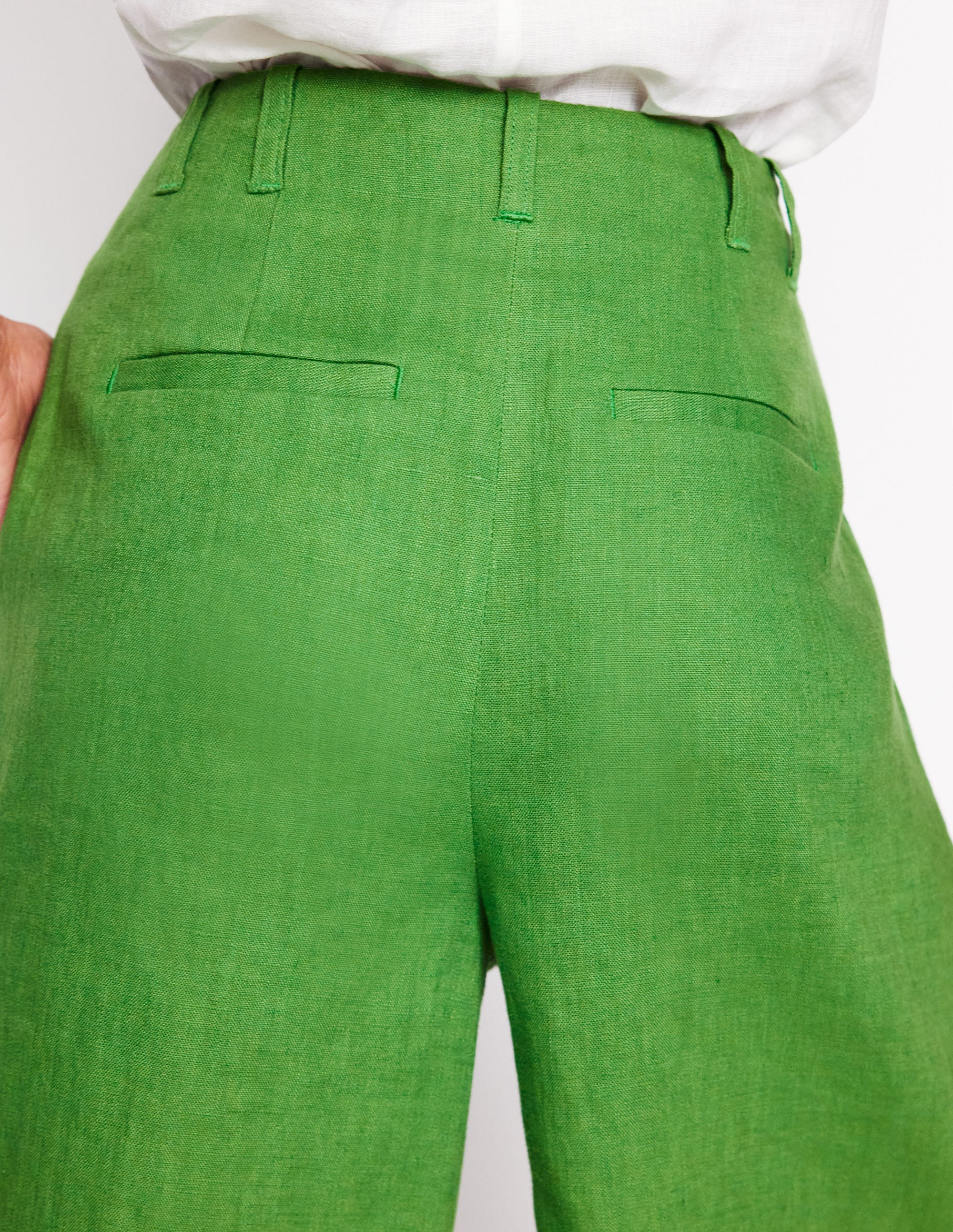 Short large plissé en lin-VERT - Image 2