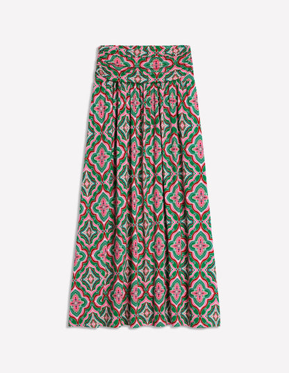 Rosaline Jersey Skirt-Rich Emerald, Mosaic Lawn