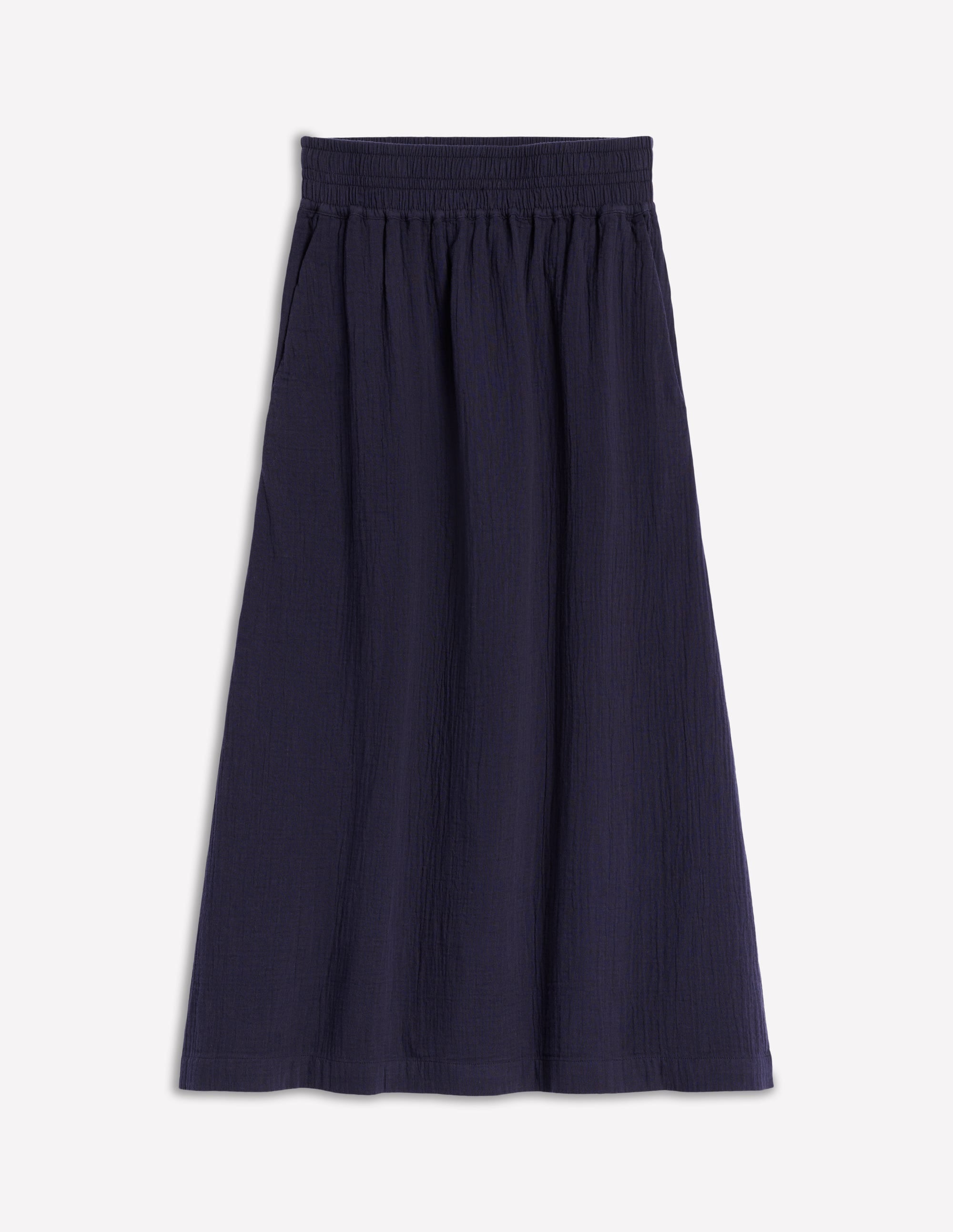 Jupe smockée en double-étoffe-Bleu Marine - Image 5