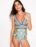Maillot de bain col V Porto-Multi, motif Citrus Vine Tile