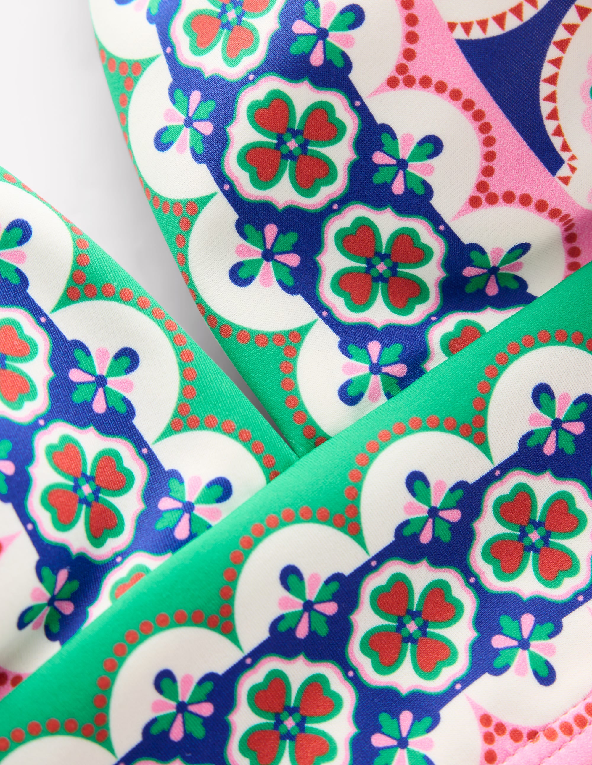 Haut de bikini col V Porto-Bleu vif, motif Botanic Blush - Image 7