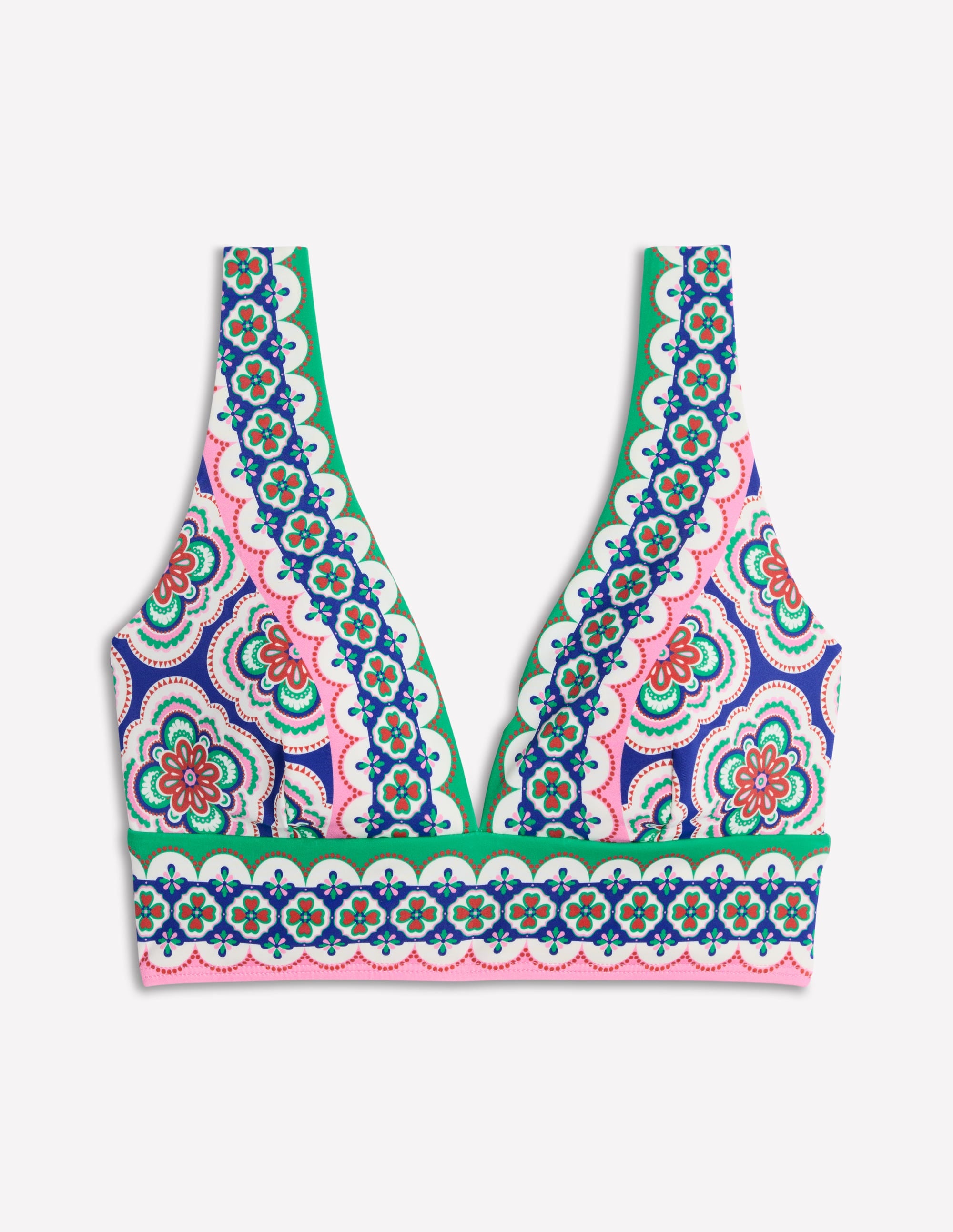 Haut de bikini col V Porto-Bleu vif, motif Botanic Blush - Image 6