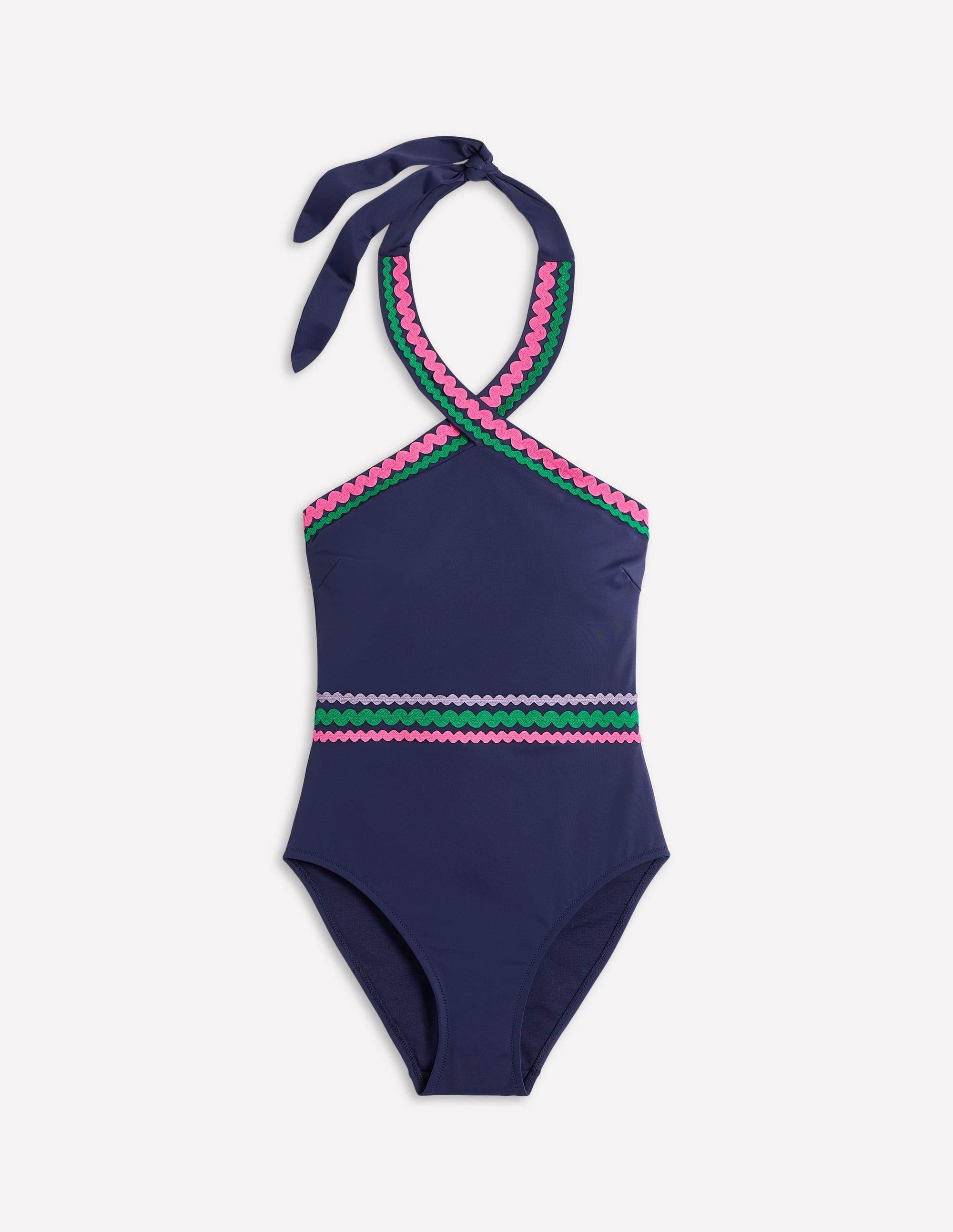 Maillot de bain croisé sur le devant-Zigzag bleu marine - Image 6