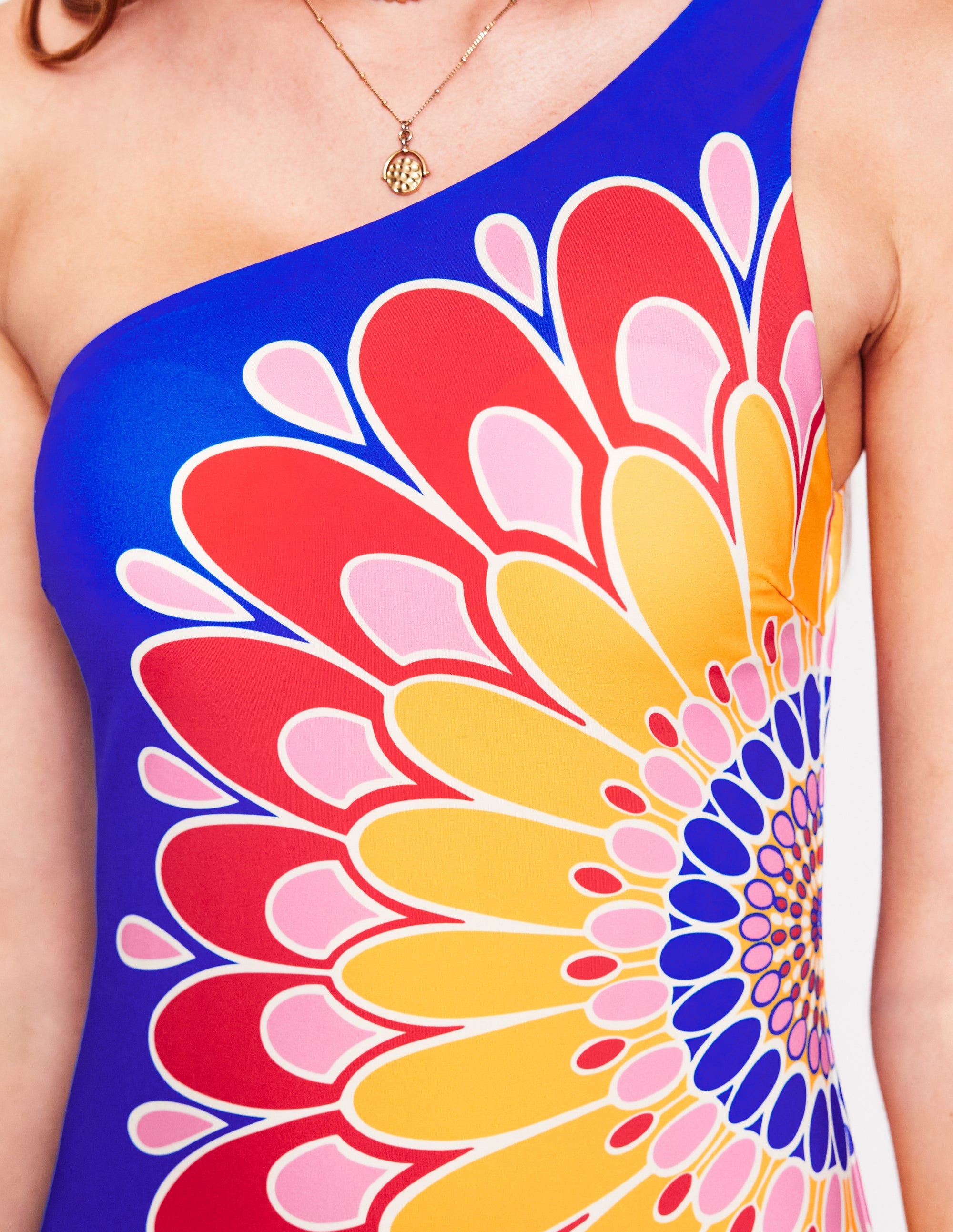 Maillot de bain asymétrique-Bleu, motif Artisan Petal - Image 3