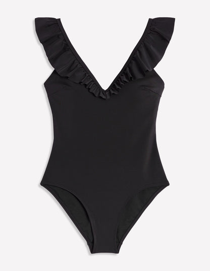 Maillot de bain Evia à volants-Noir