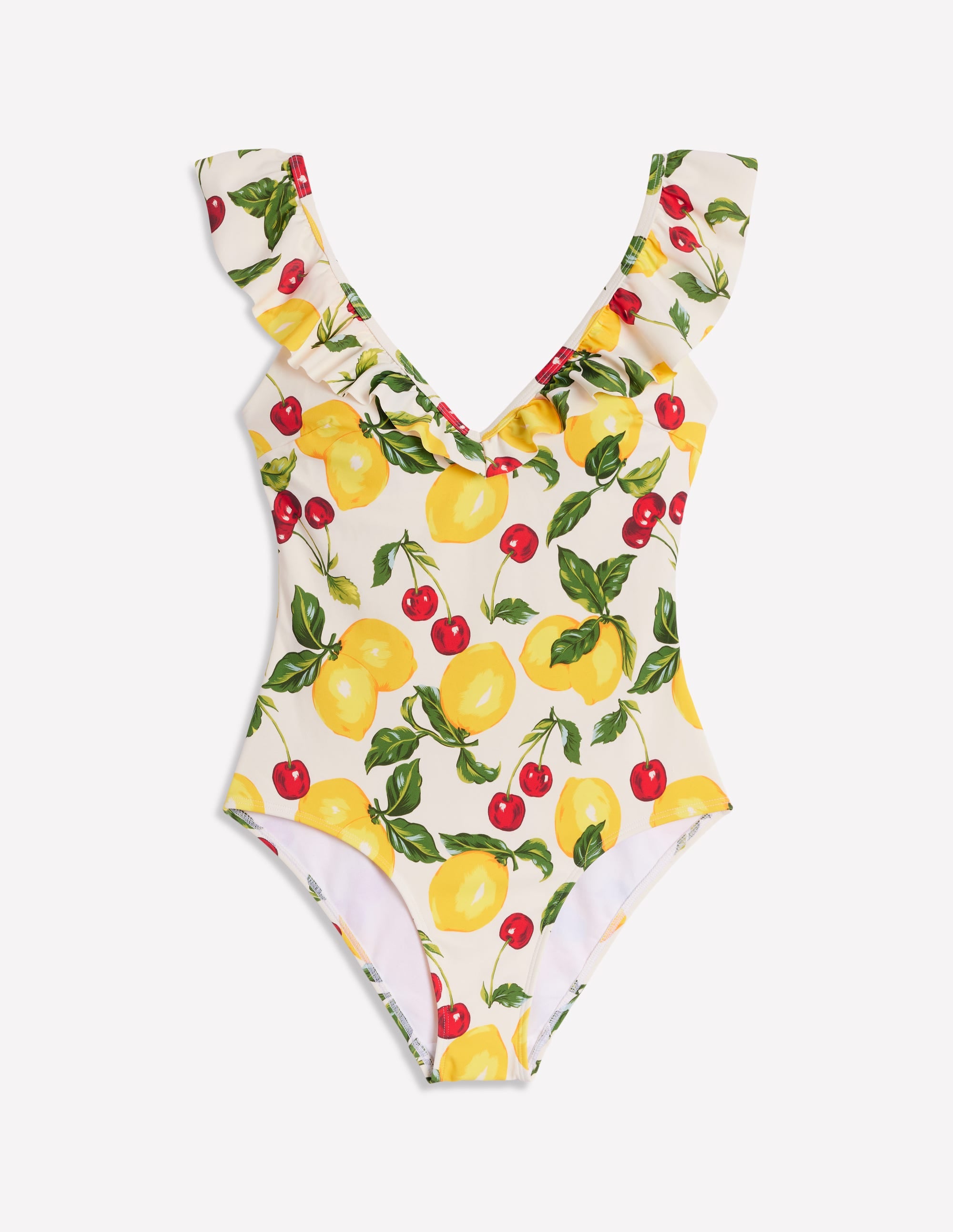 Evia Ruffle Swimsuit-Ivory, Cherries and Lemons - Image 6