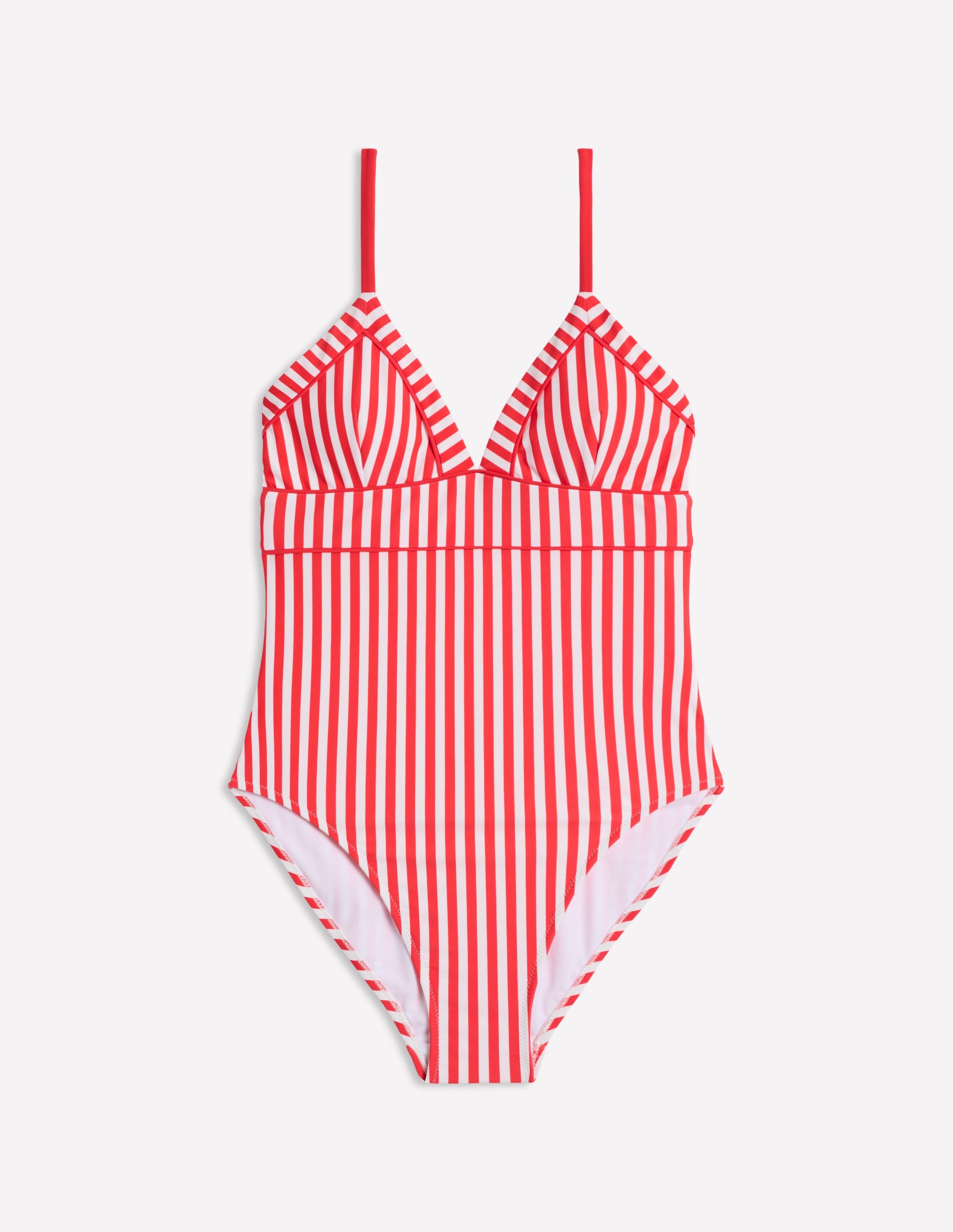 Kasos String V Neck Swimsuit-Coral Punch/ Ivory Stripe - Image 8