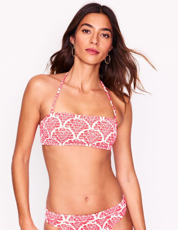 Milos Smocked Bikini Top-Jam Red, Blossomy