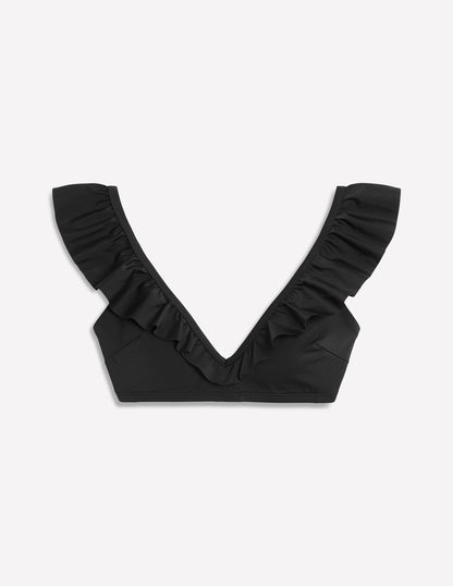 Evia Ruffle Bikini Top-Black