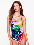 Maillot de bain bandeau Paros-Multi, motif Foliage Twirl