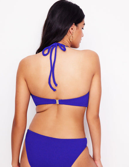 Bikinioberteil mit Crinkle-Struktur-Blassblau