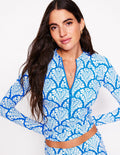 Long Sleeve Rash Guard Top-Bright Blue, Blossomy