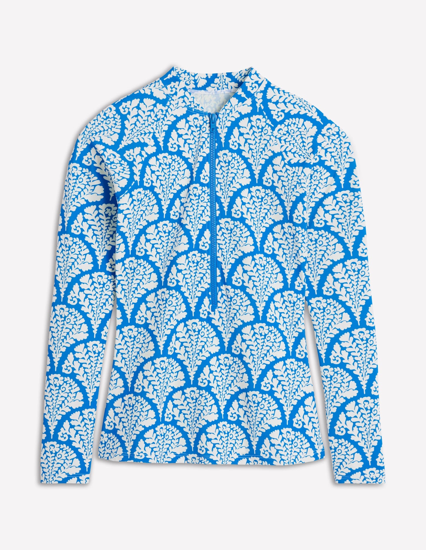 Haut de plage à manches raglan et protection solaire-Bleu vif, motif Blossomy