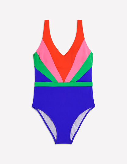 Syros V Neck Swimsuit-Multi Colourblock