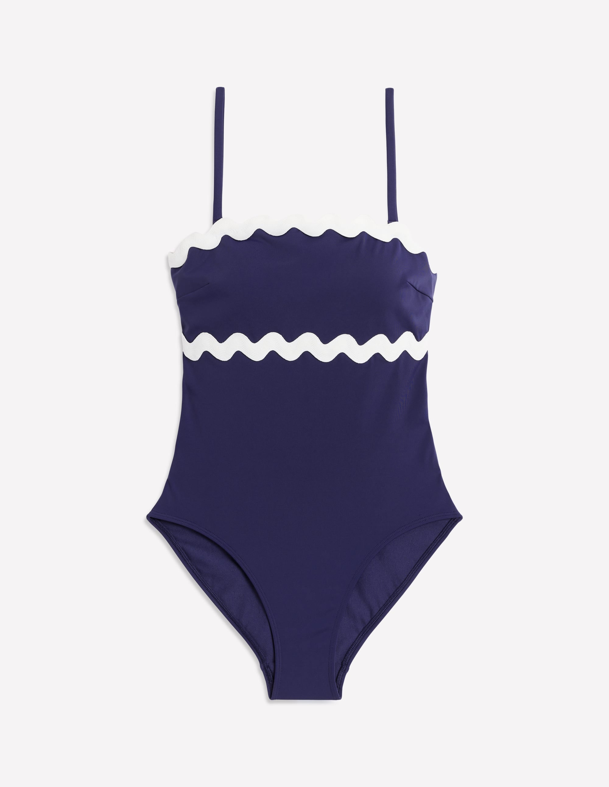 Badeanzug mit großer Zackenlitze-Black/Ivory Stripe - Image 6