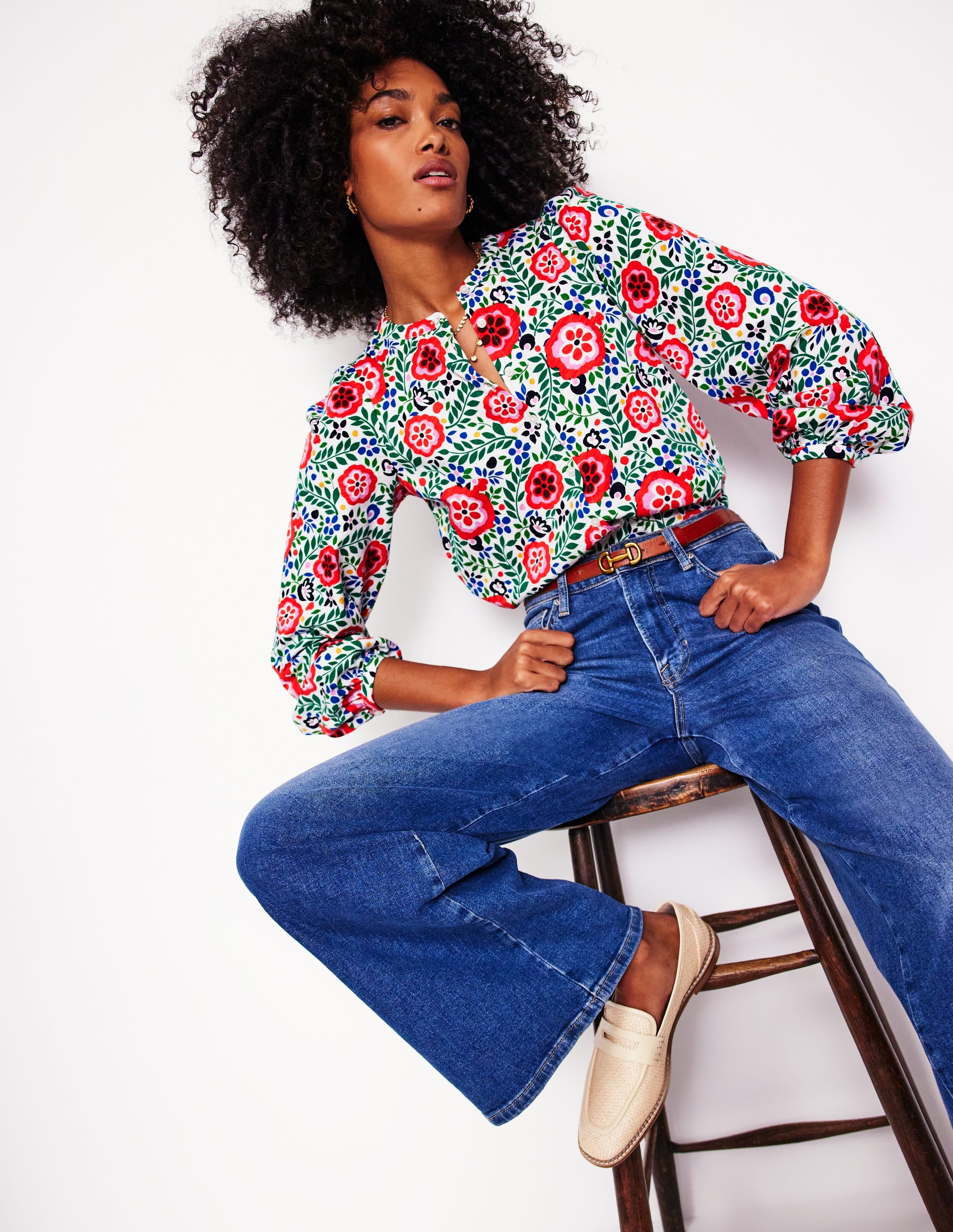 Chemise Marina en jersey-Multi, motif Foliage Scatter - Image 1