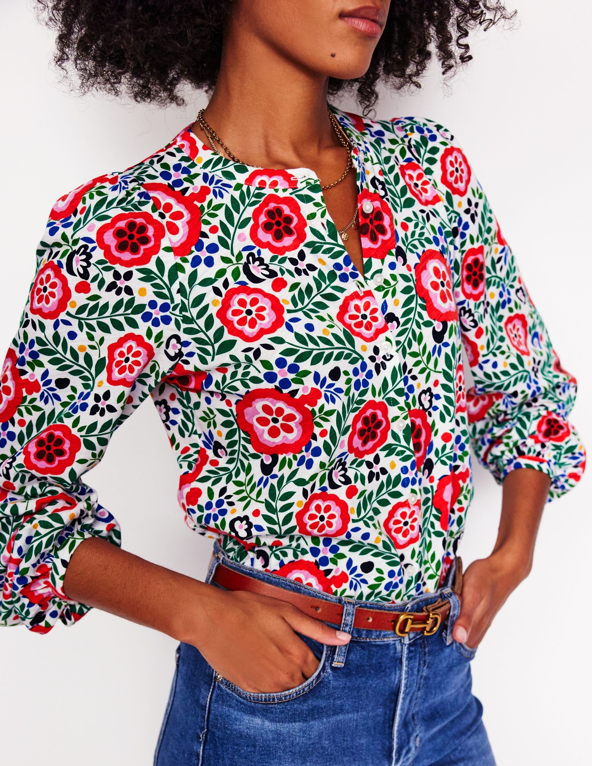 Chemise Marina en jersey-Multi, motif Foliage Scatter - Image 2