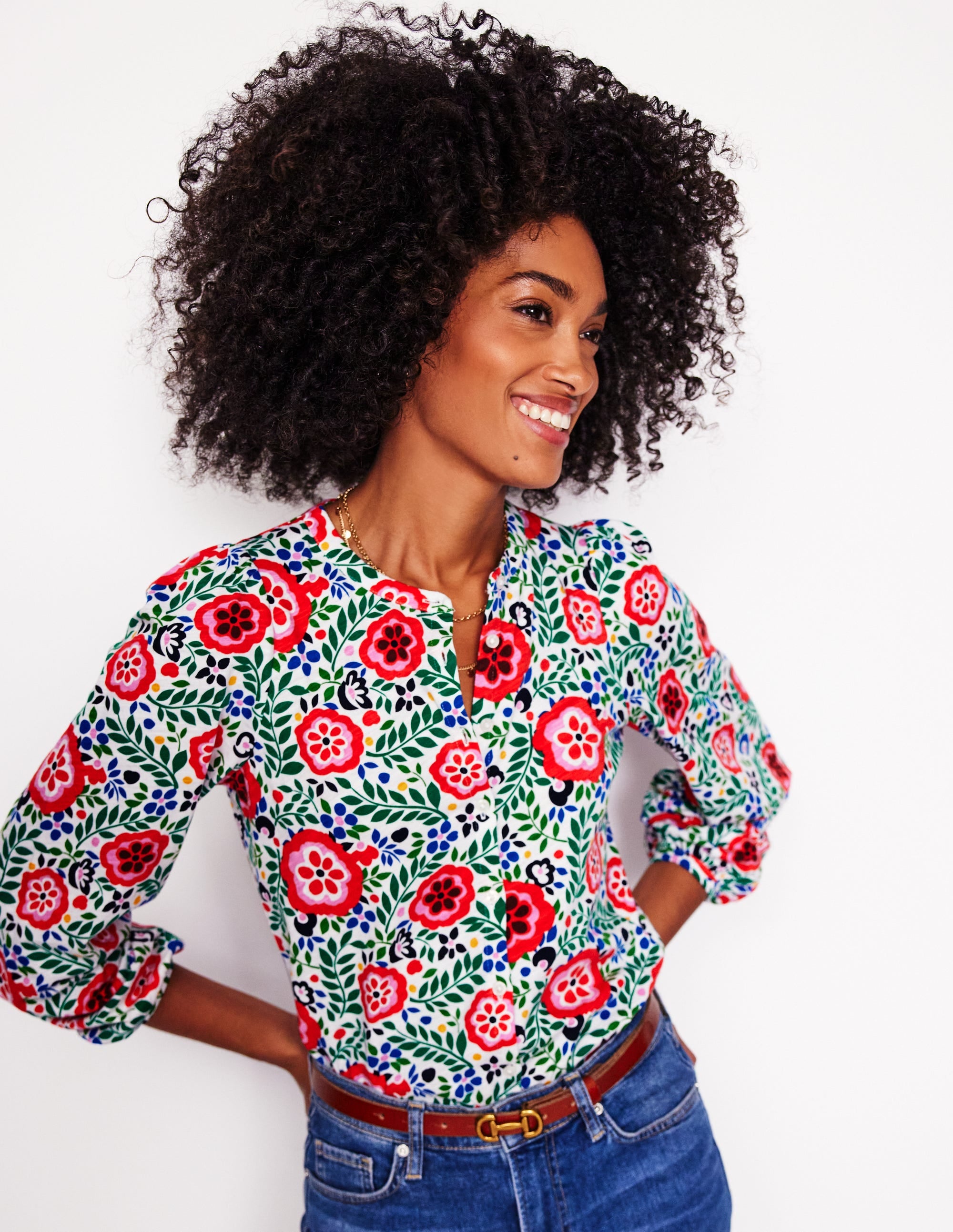 Chemise Marina en jersey-Multi, motif Foliage Scatter - Image 4