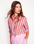 Chemise Sienna en lin-Rayé rouge pétard/rose