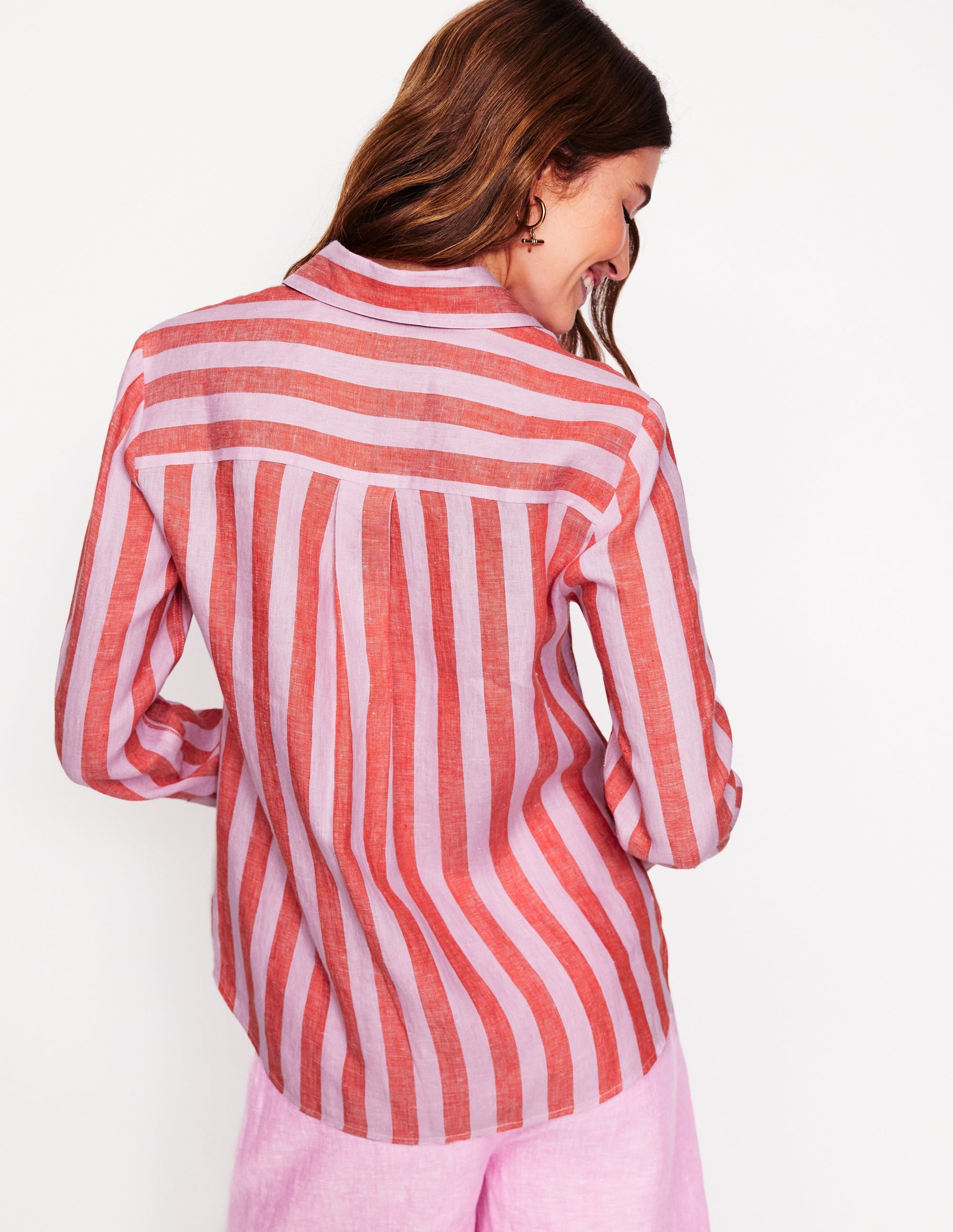 Chemise Sienna en lin-Rayé rouge pétard/rose - Image 3