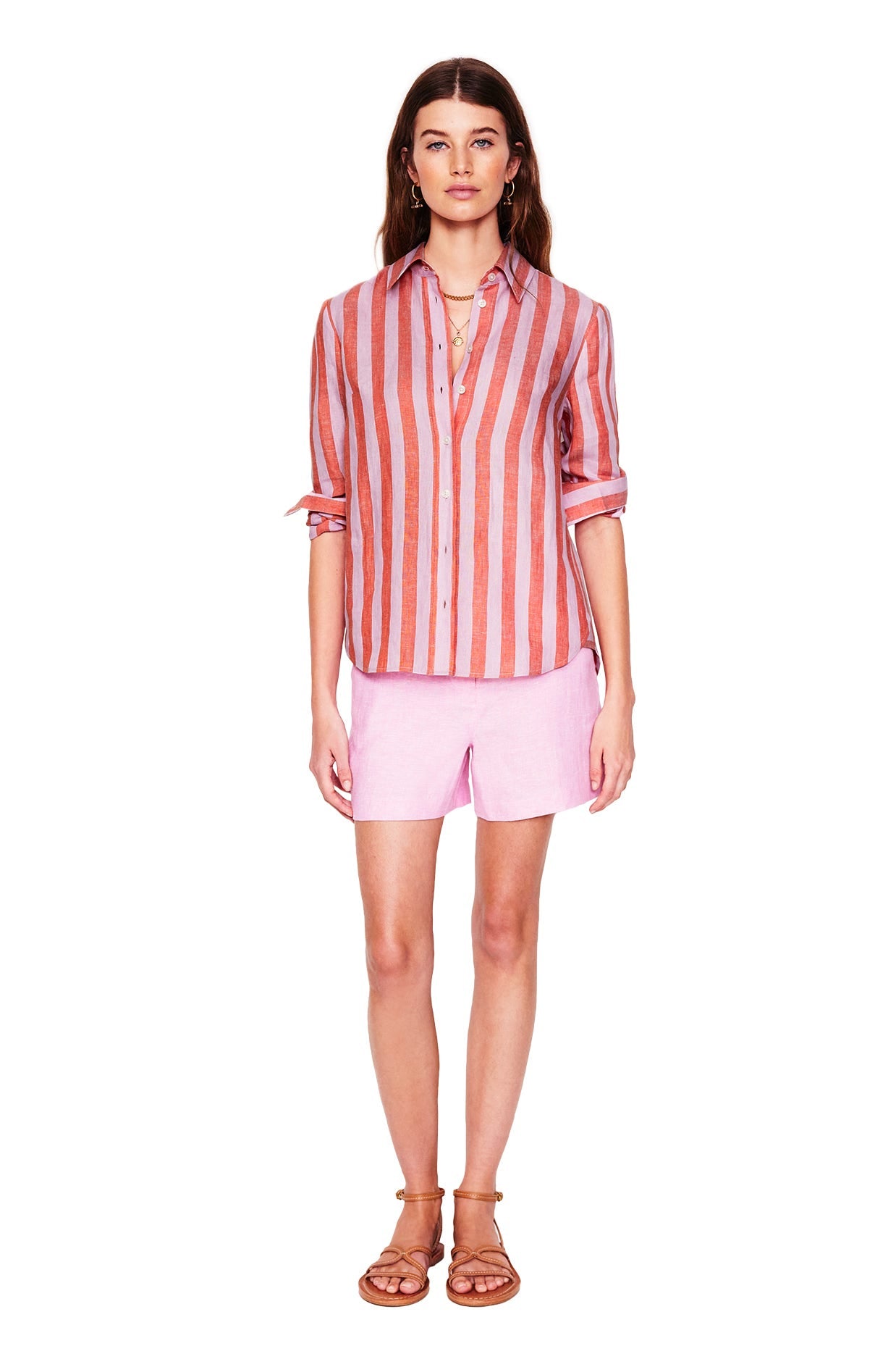 Chemise Sienna en lin-Rayé rouge pétard/rose - Image 5