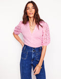 Eden Henley-Shirt mit Puffärmeln-Rosa