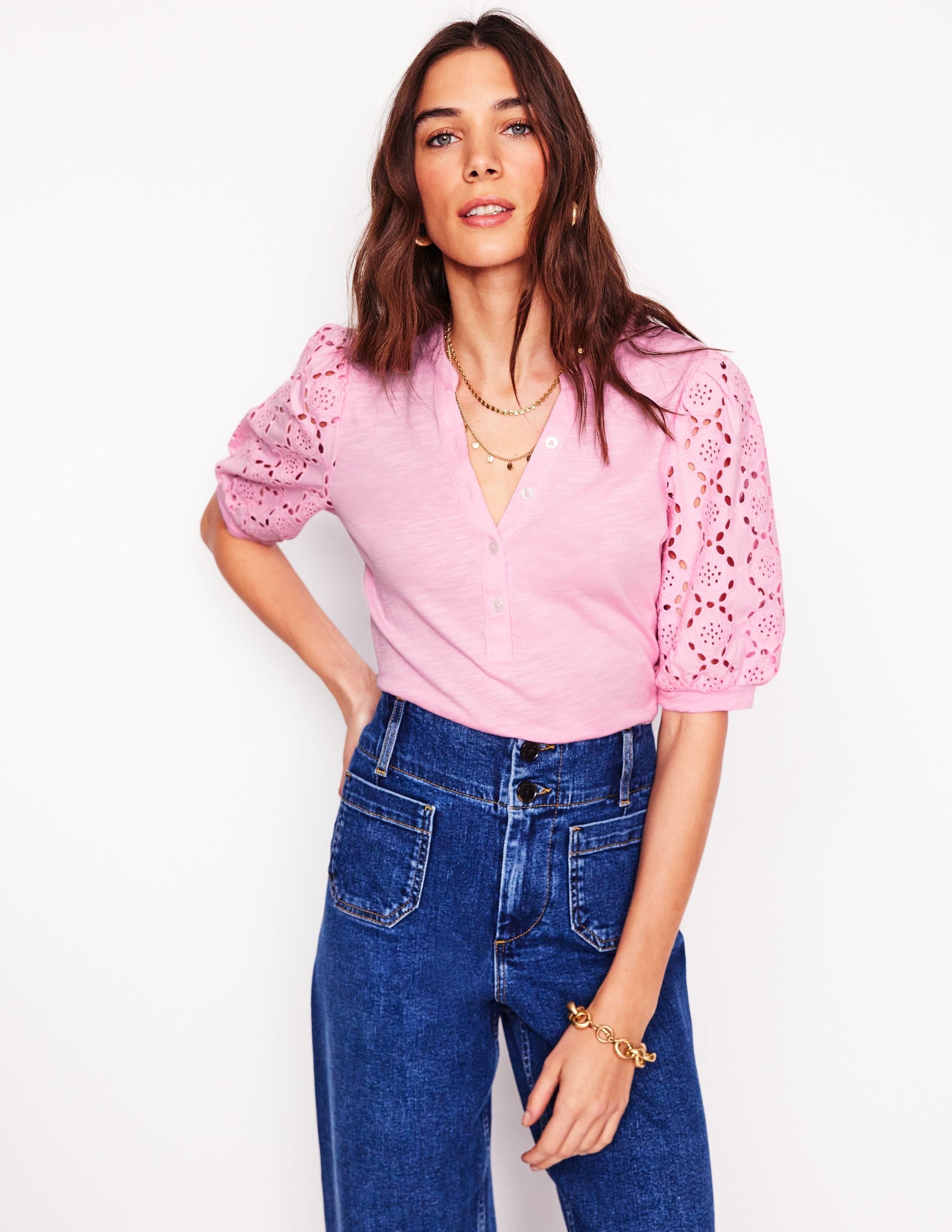 Eden Henley-Shirt mit Puffärmeln-Rosa - Image 1
