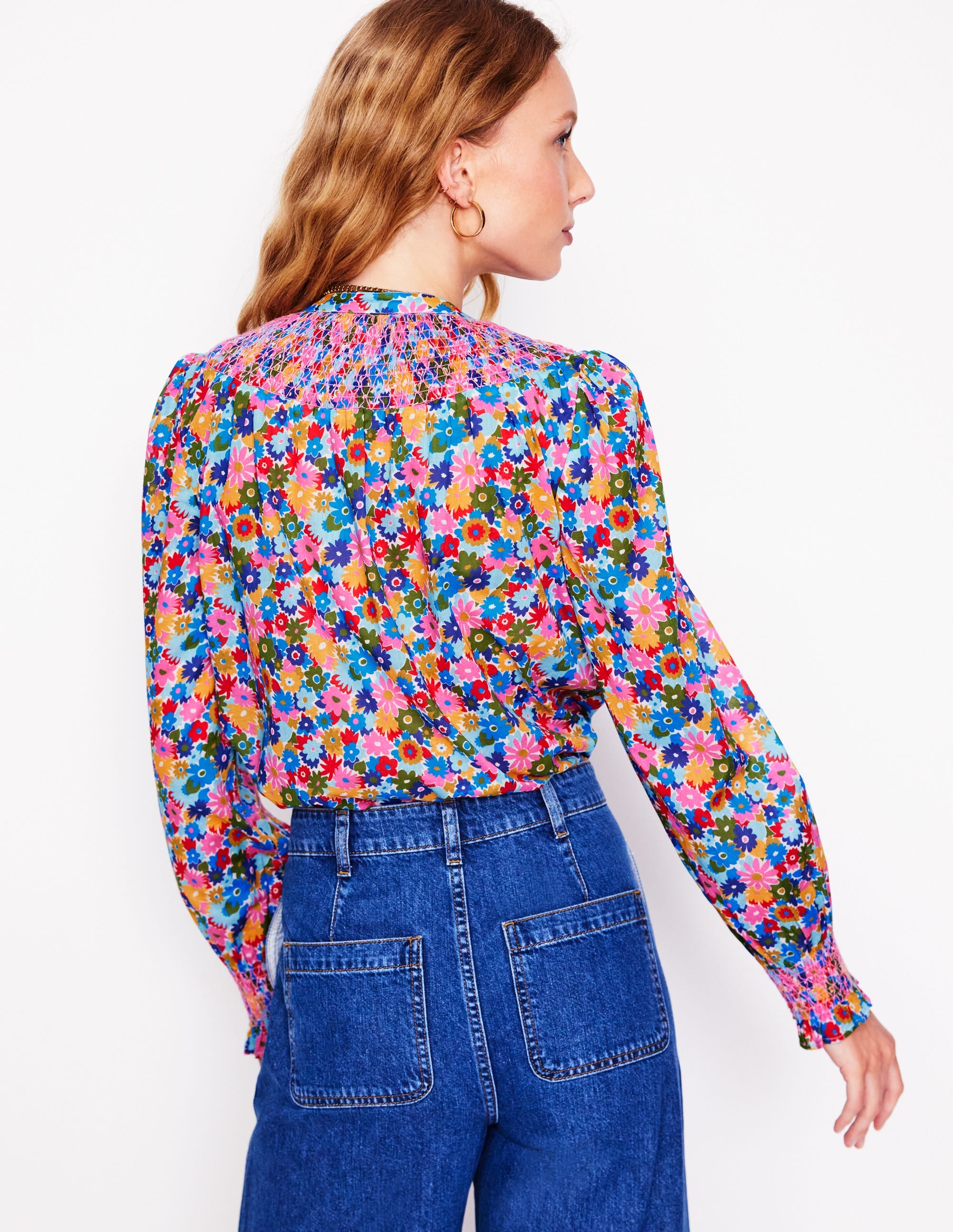 Blouse Effie à smocks-Multi, motif Paintbox Ditsy - Image 5