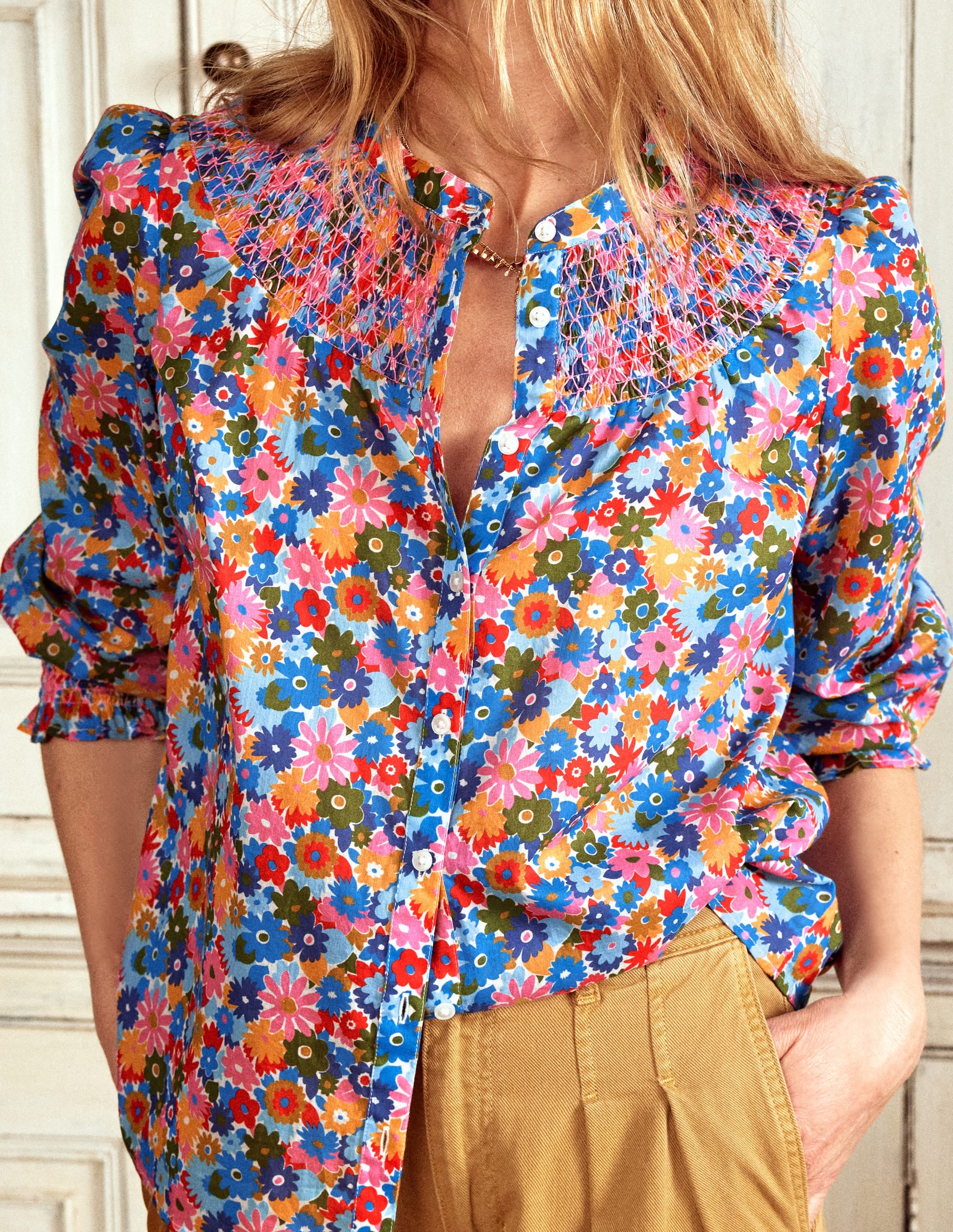 Blouse Effie à smocks-Multi, motif Paintbox Ditsy - Image 2