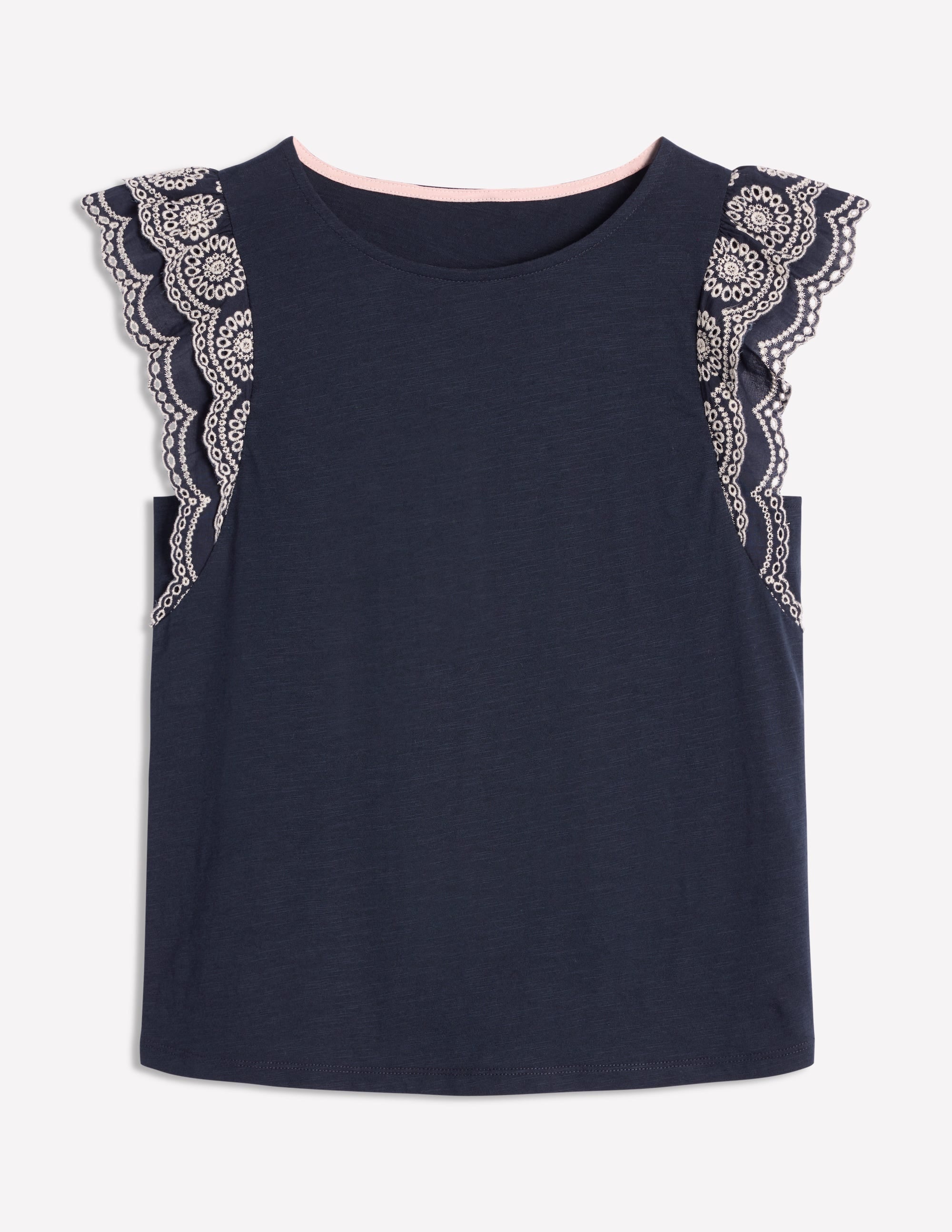 Belle Broderie Sleeve Top-Navy - Image 7