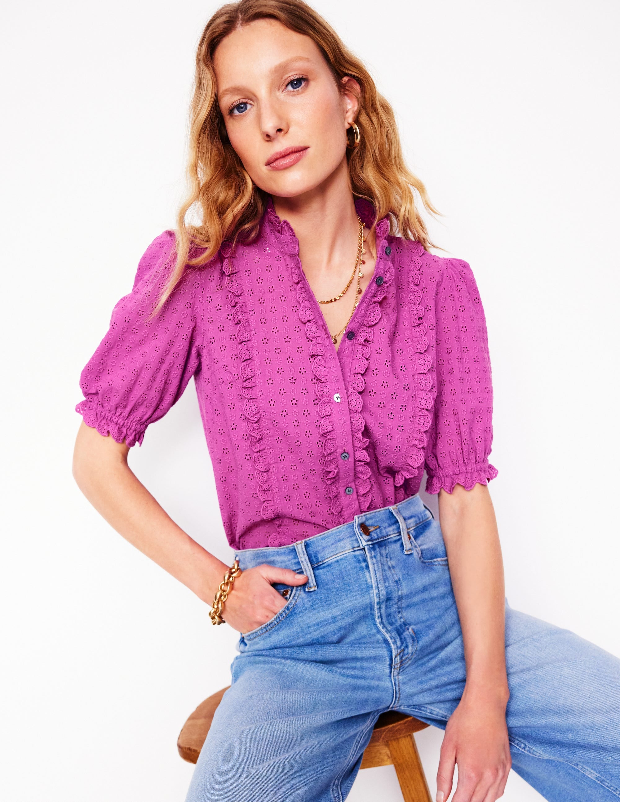 Blouse féminine en coton-Violet digital pourpre - Image 2