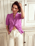 Blouse féminine en coton-Violet digital pourpre