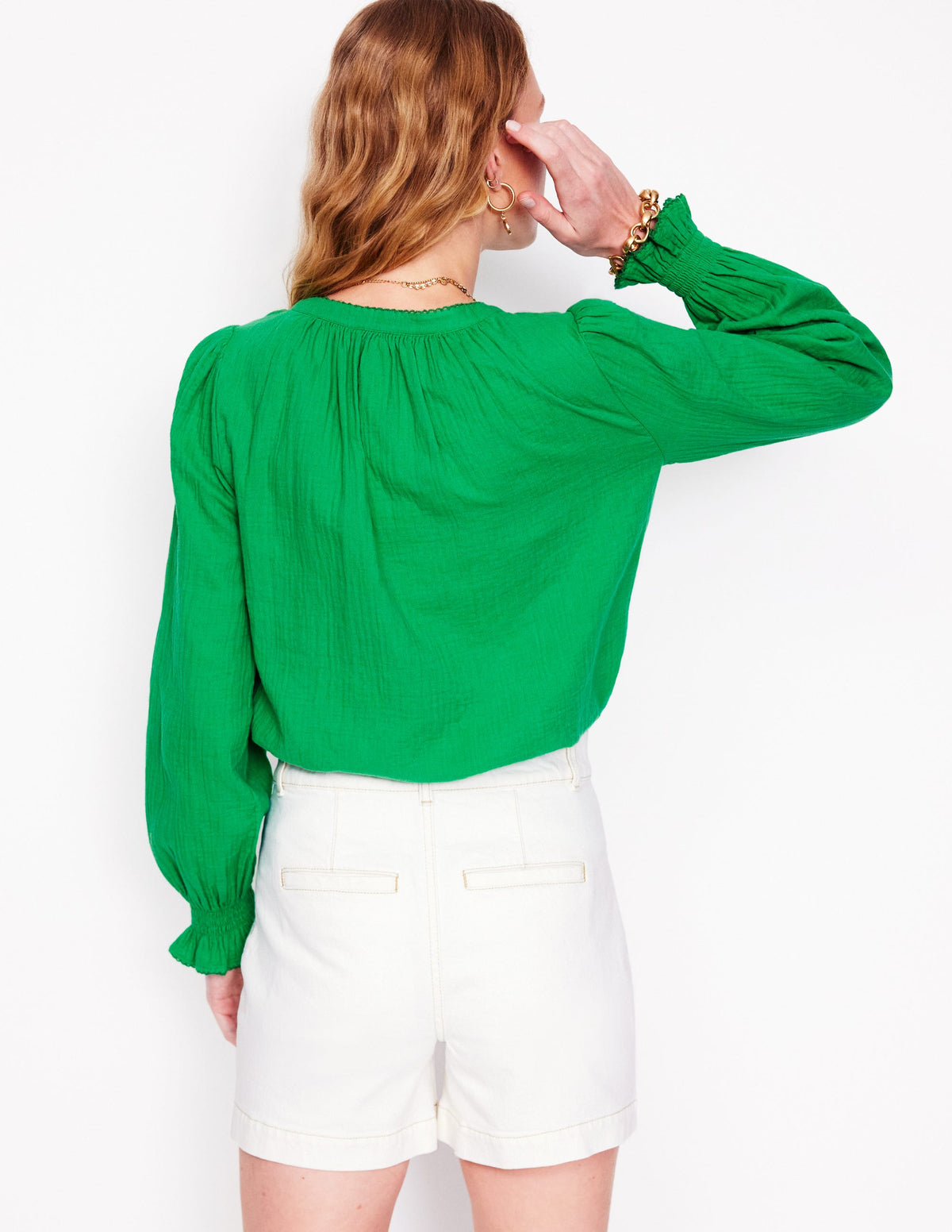 Evie Double Cloth Top-Sapling Green - Image 3