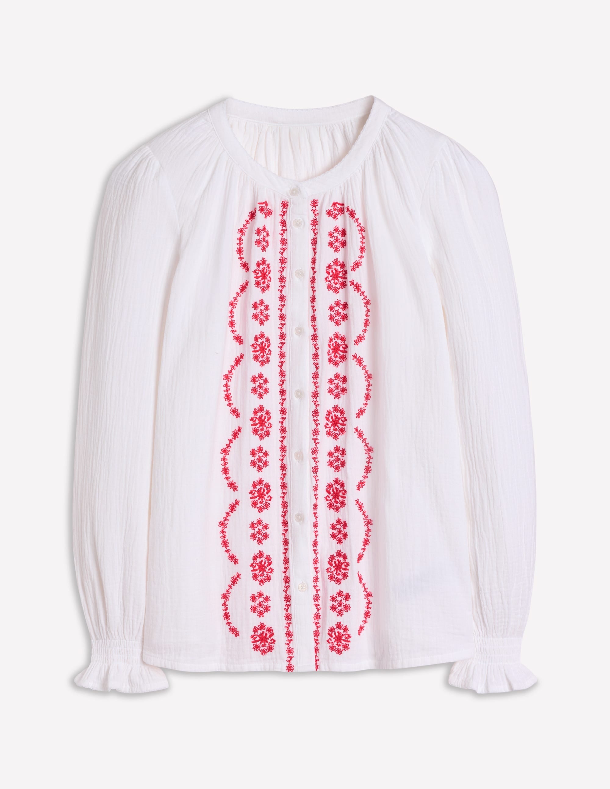Top Evie double-étoffe-Blanc, broderie rouge - Image 8