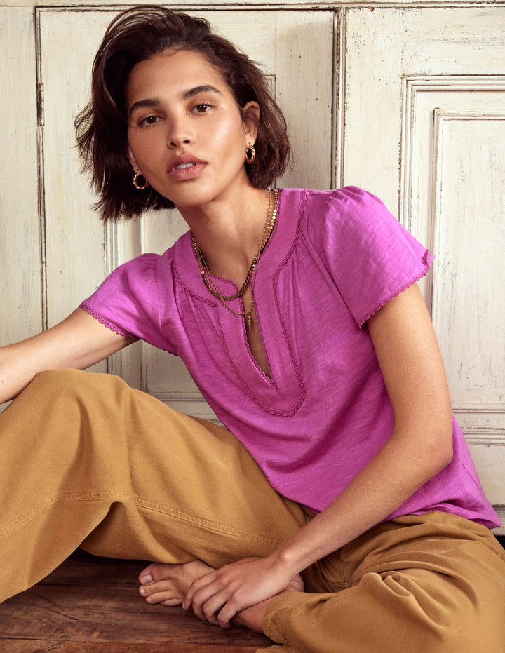 Ava Kurzärmliges Oberteil-Strahlendes Orchideenlila