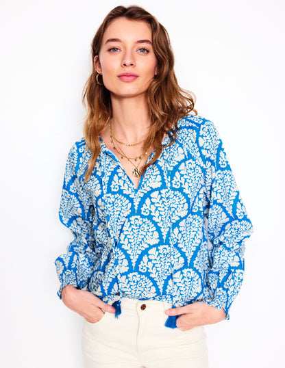 Schlichte Baumwollbluse-Himmelblau, Blühend-4