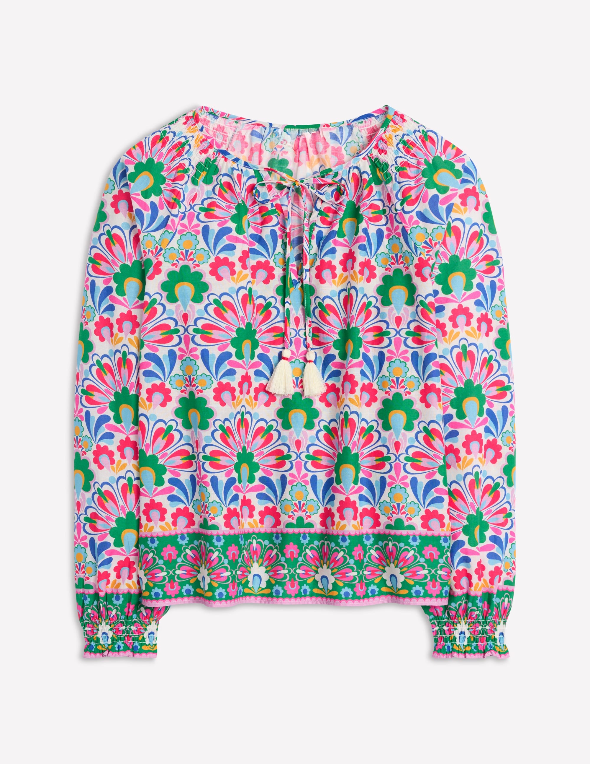Blouse décontractée en coton-Multi, motif Decorative Dandelion - Image 6