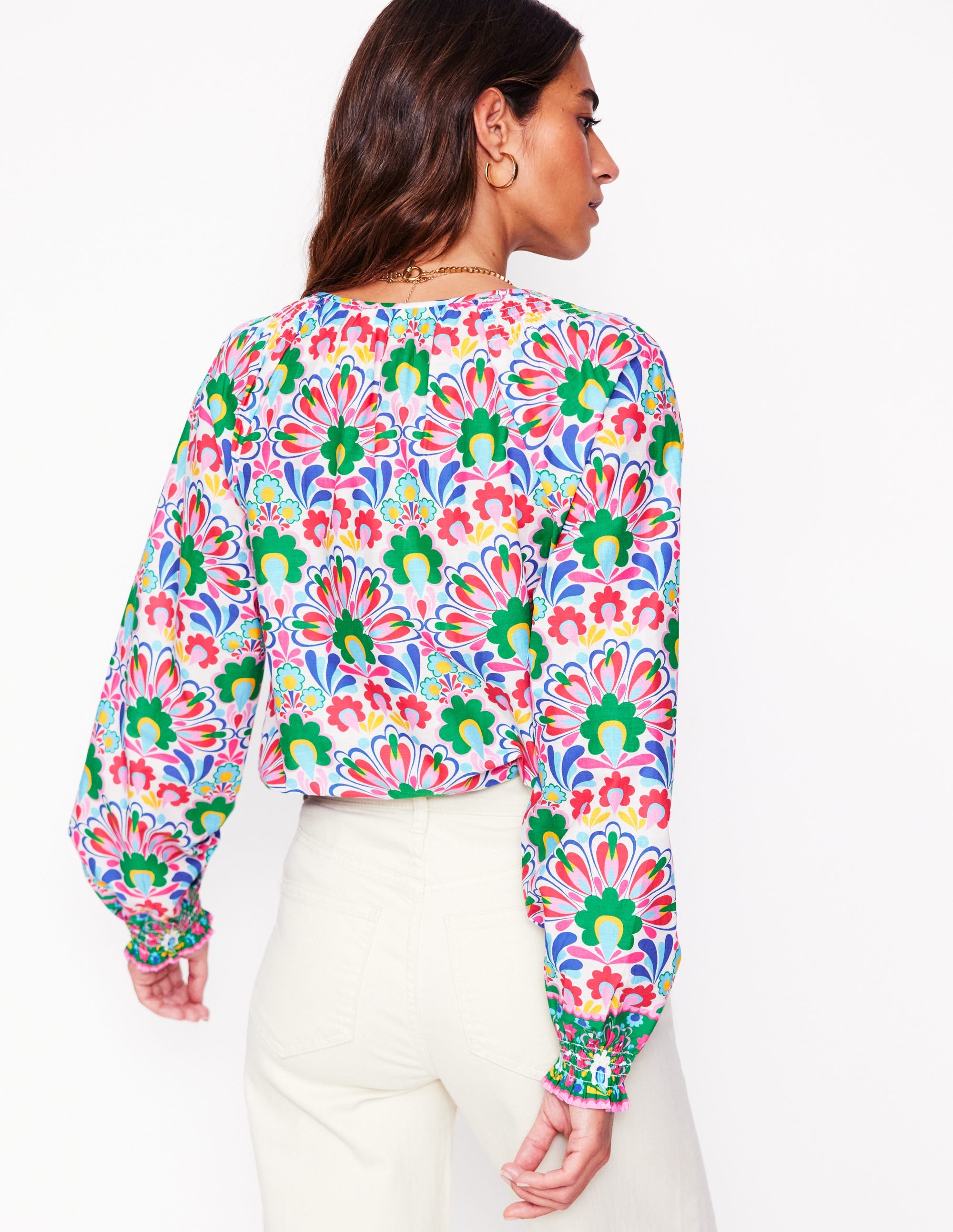 Blouse décontractée en coton-Multi, motif Decorative Dandelion - Image 4