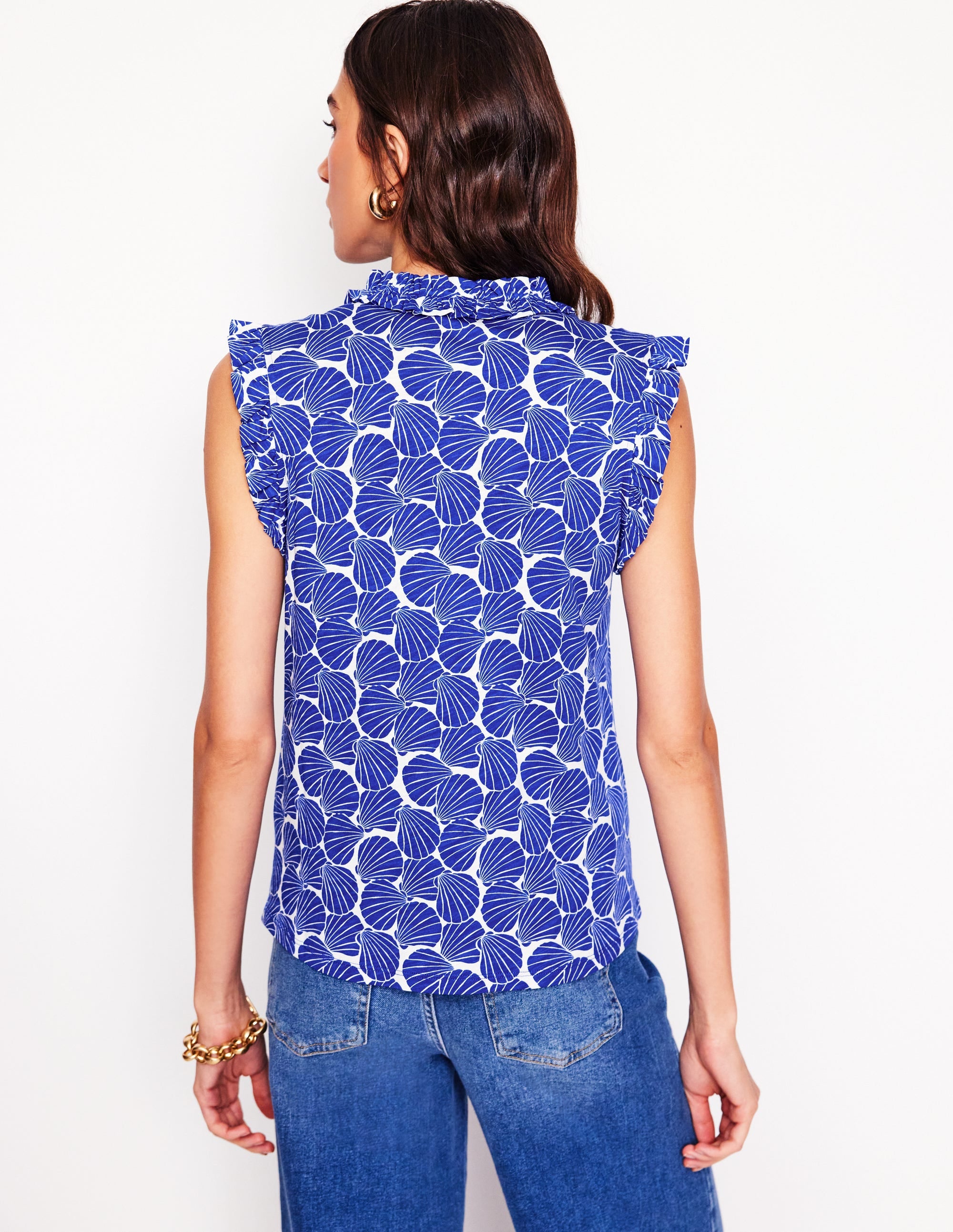 Top Lola sans manches-Bleu vif, coquillage - Image 3