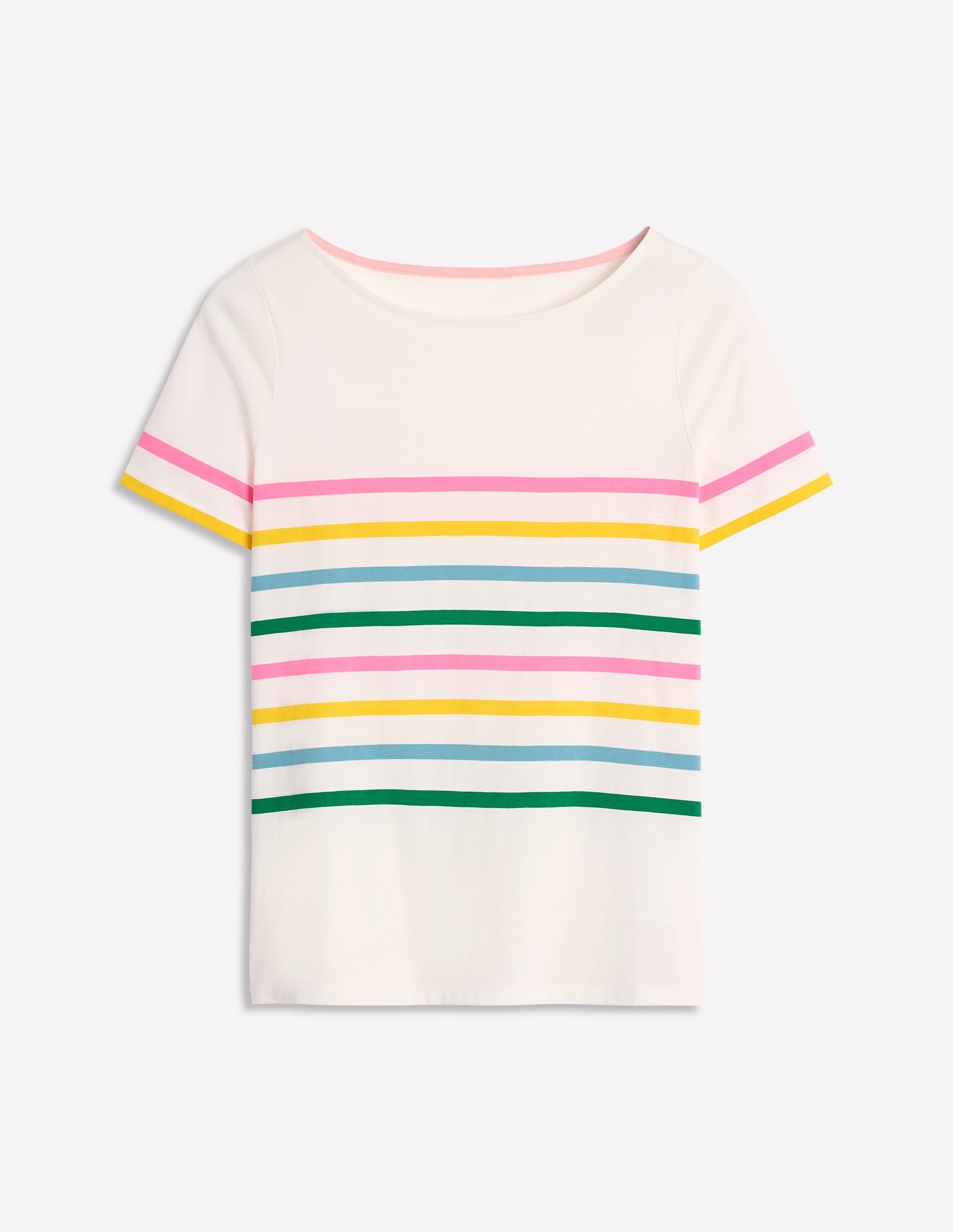 Ella Bretonshirt mit kurzen Ärmeln-Rosa, Gelb Platzierte Streifen - Image 5