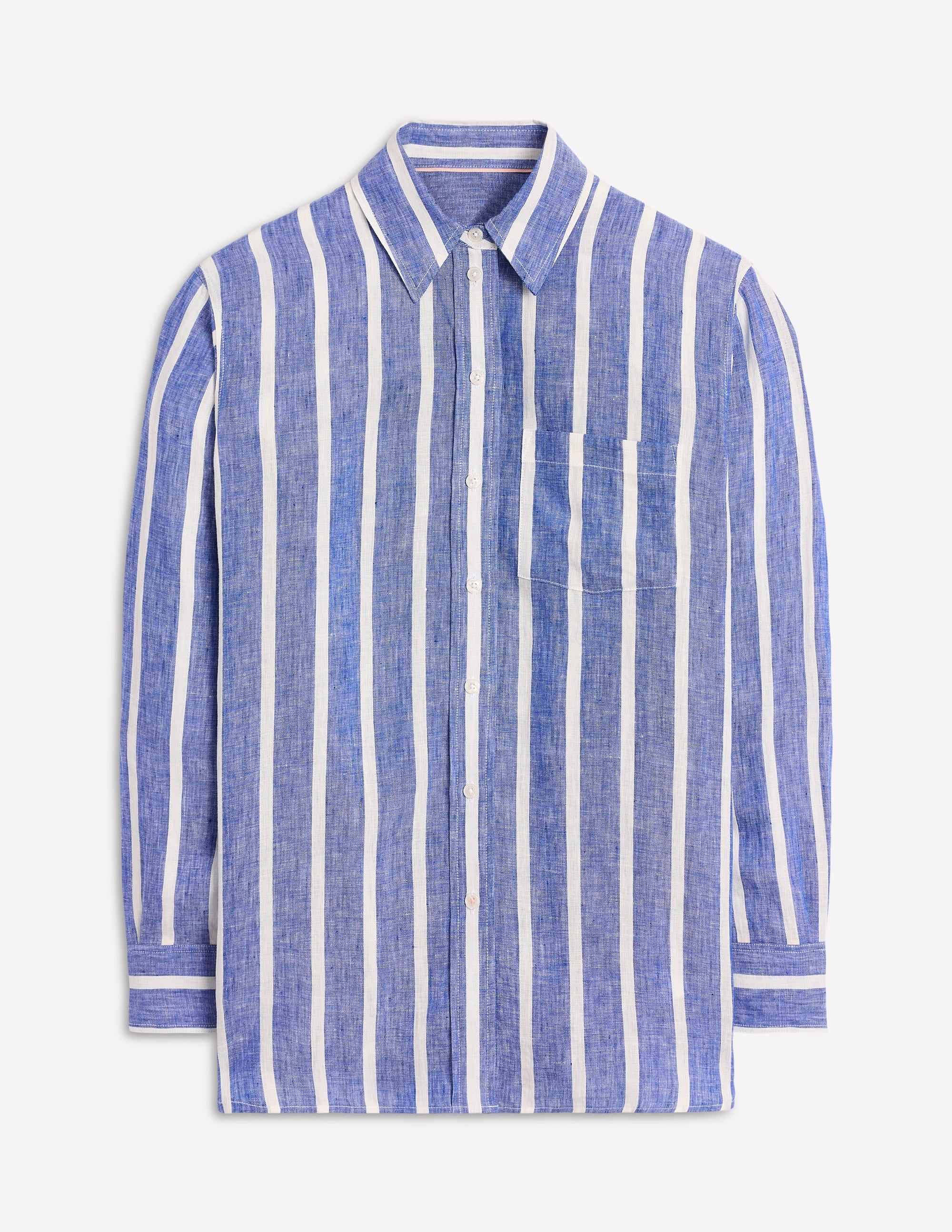 Sadie Lockeres Leinenhemd-Leuchtendes Blau Gewebt Breton - Image 6